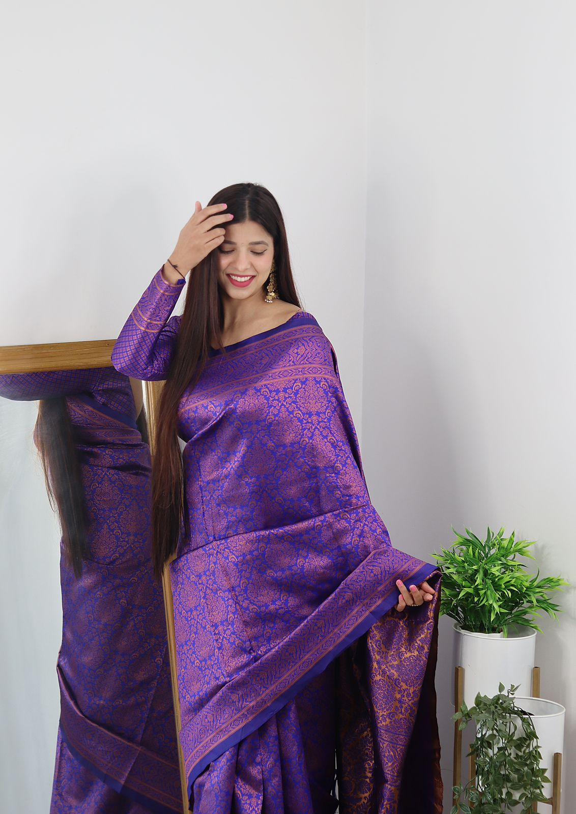 Angelic Royal Blue Soft Banarasi Silk Saree With Lovely Blouse Piece