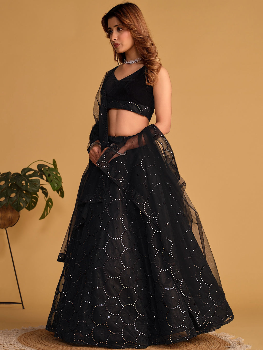 Mesmerizing Black Mirror Work Organza Lehenga Choli Steal the Spotlight at Receptions and Events