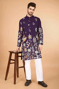 Designer Purple Kurta for Men - Viscose Rayon Fabric