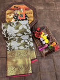 Exquisite Kanjivaram Silk Dark Green Saree with Zari Weaving Work