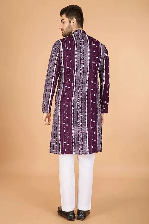 Purple Traditional Look Ethnic Wear Kurta for Men