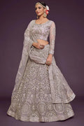 Dusky Orchid Soft Net Thread Zari Dori Embroidery Work Choli