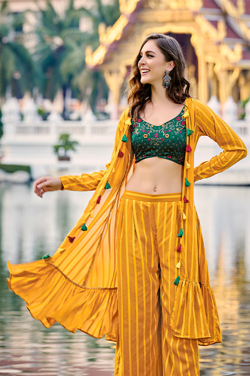 Beautiful Georgette Three Piece Embroidered Co-Ord Set