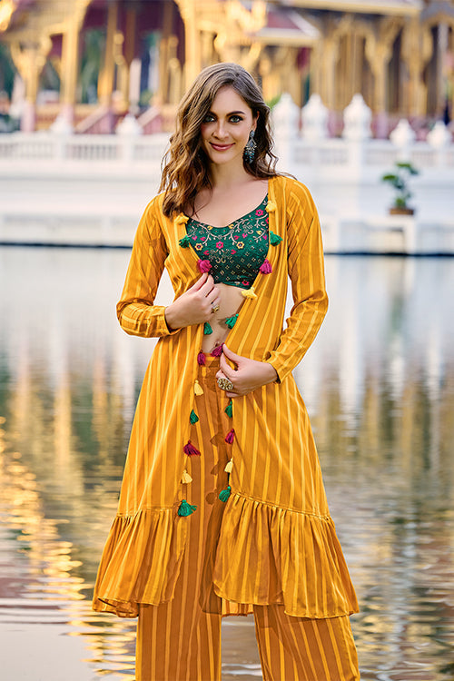 Beautiful Georgette Three Piece Embroidered Co-Ord Set