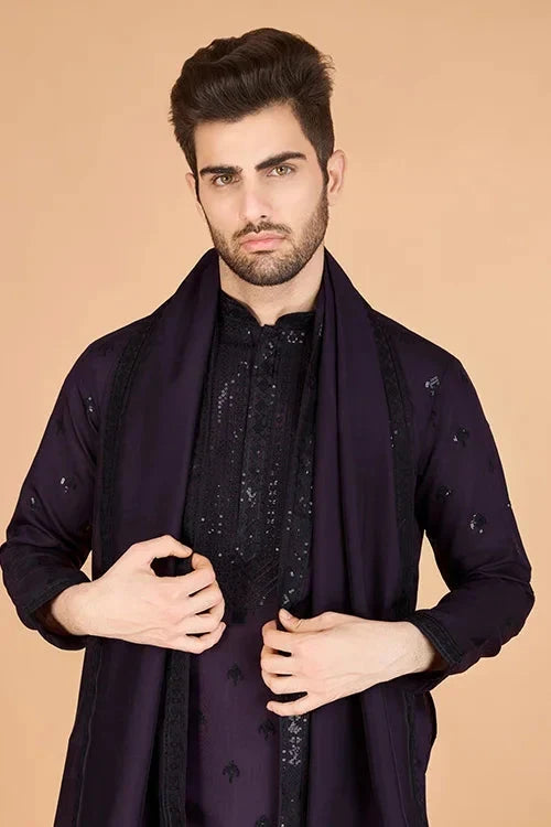 Purple Viscose Silk Kurta Set – Elegant & Stylish