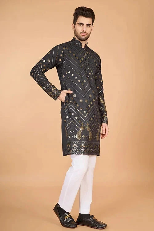 Cement Grey Designer Kurta – Viscose Rayon Fabric