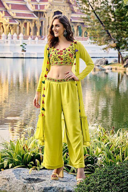 Florescence Georgette Embroidered Three Piece Co-Ord Set