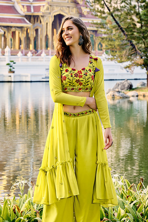 Florescence Georgette Embroidered Three Piece Co-Ord Set