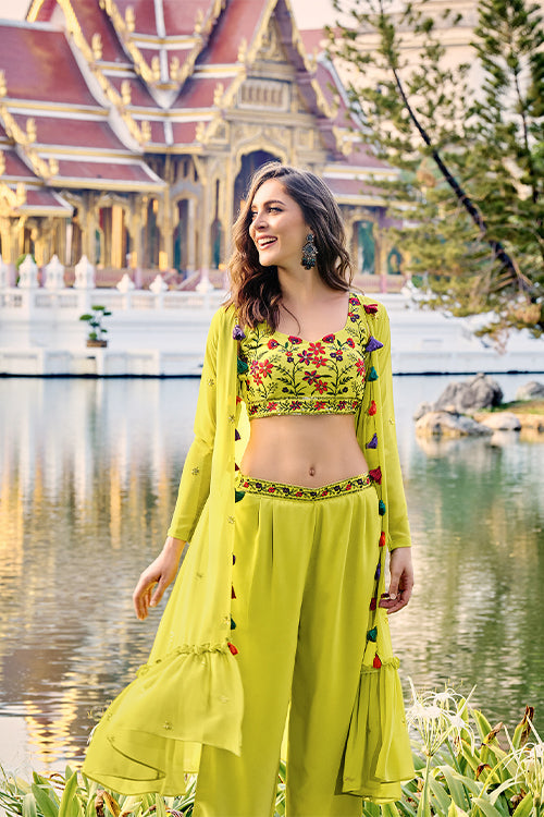 Florescence Georgette Embroidered Three Piece Co-Ord Set