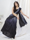 Grey-Black Lycra Based Saree