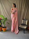 Pastel Pink  Designer Saree in Georgette Sequins