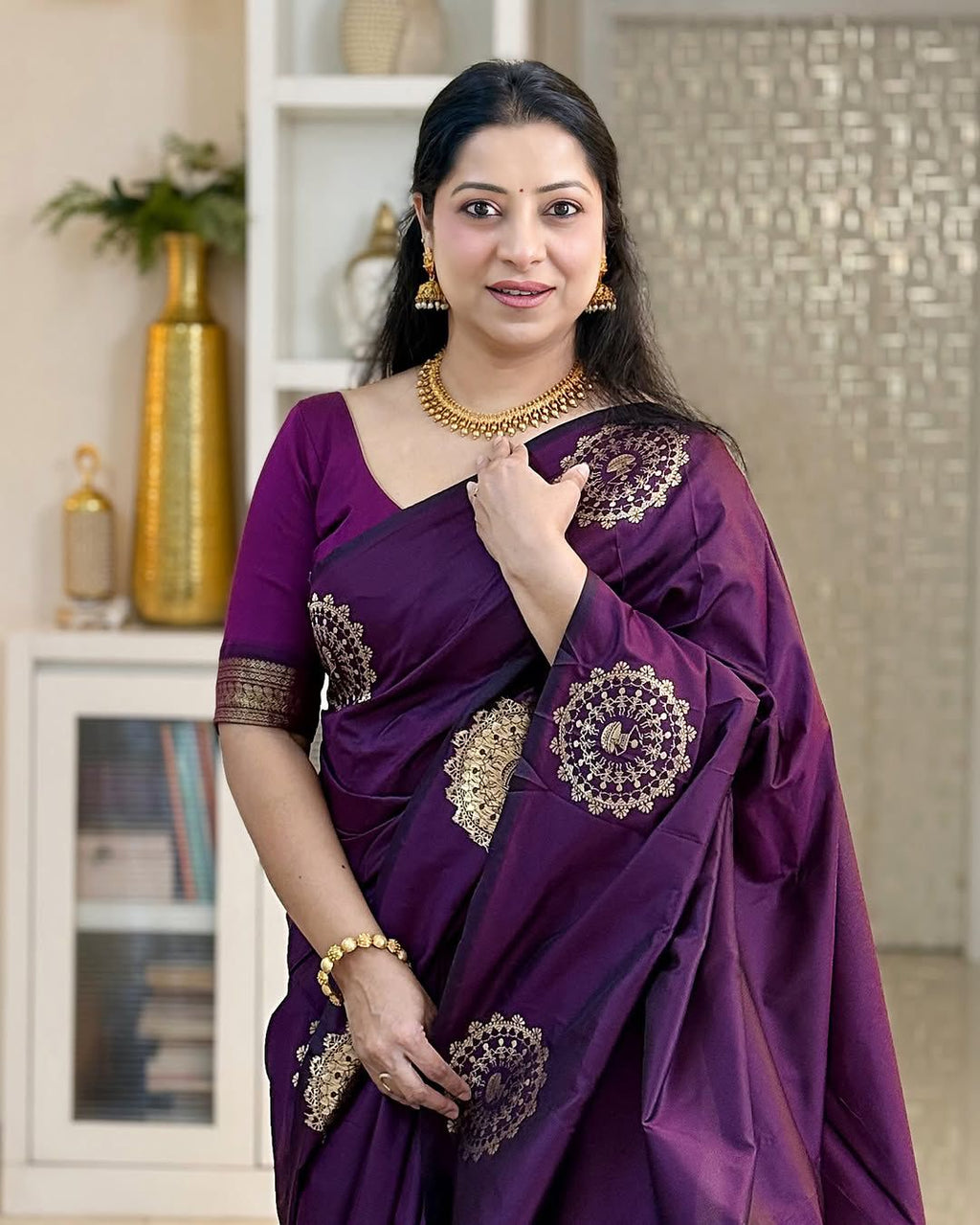 Sumptuous Purple Soft Silk Saree With Intricate Blouse Piece