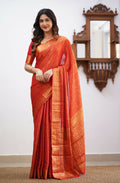 Traditional Red Soft Silk Saree With Fancifull Blouse Piece