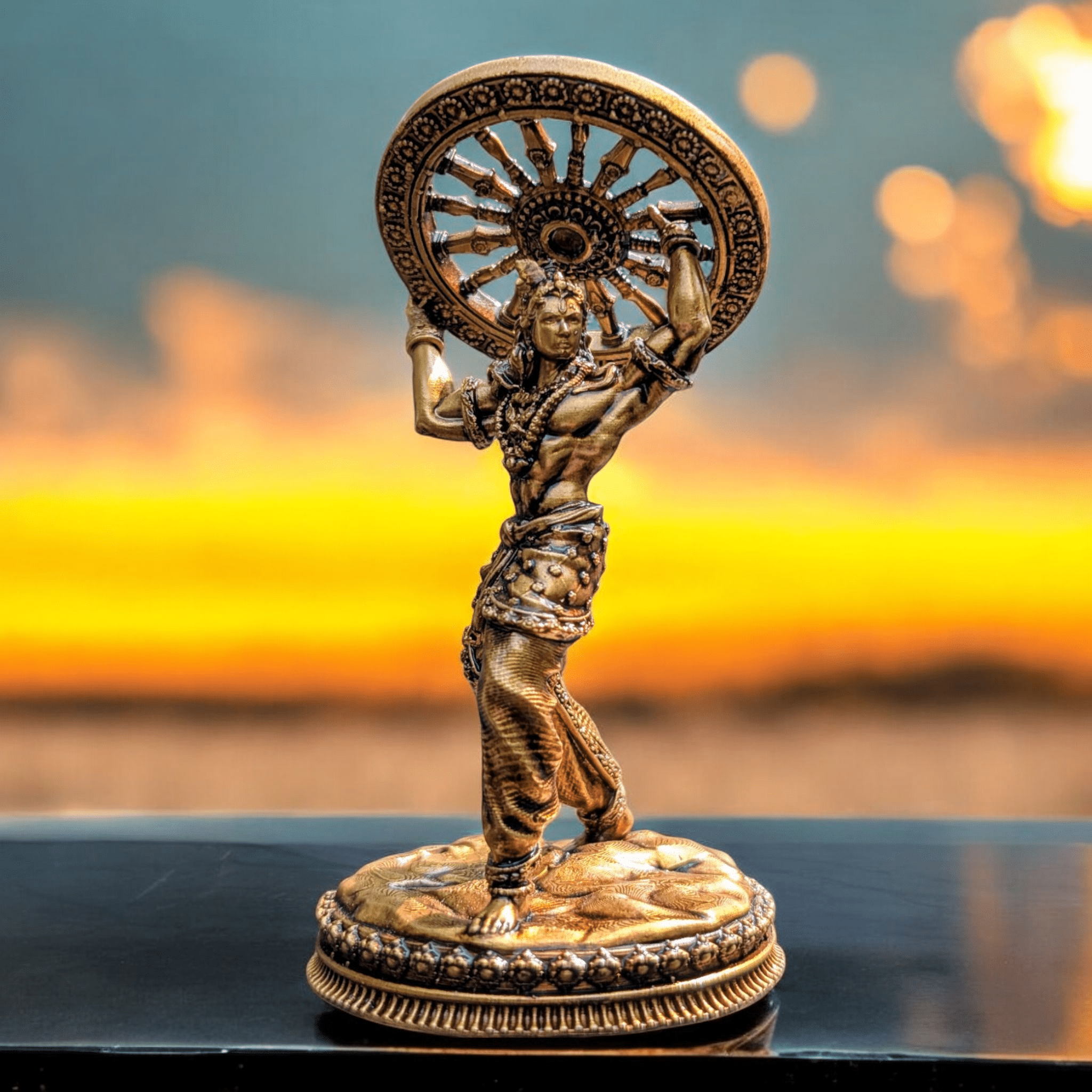 Krishna’s Divine Fury – When God Broke His Oath for His Devotee’s Vow - Car Dashboard - Fabzie - Home Decor Elegance