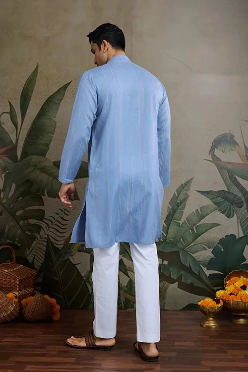 Light Blue Mirror Work Kurta