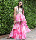 Light Pink Color Shibori Print Thread Sequence Work Sharara Suit