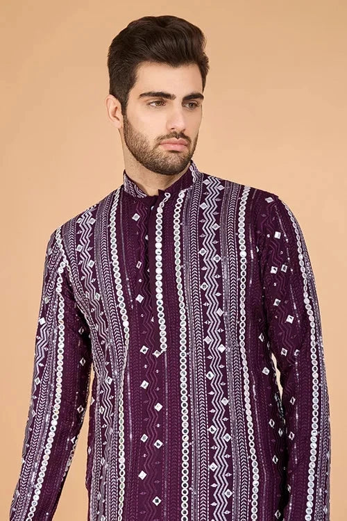 Purple Traditional Look Ethnic Wear Kurta for Men