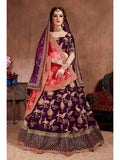 Alluring Purple Colored Bridal Wear Designer Embroidered Lehenga choli