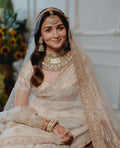 Off-White Half Sleeves Organza Silk Saree
