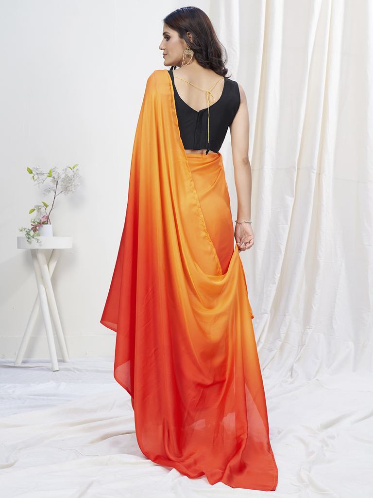 Orange-Red Lycra Based Saree