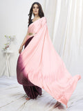 Pink-Wine Lycra Based Saree