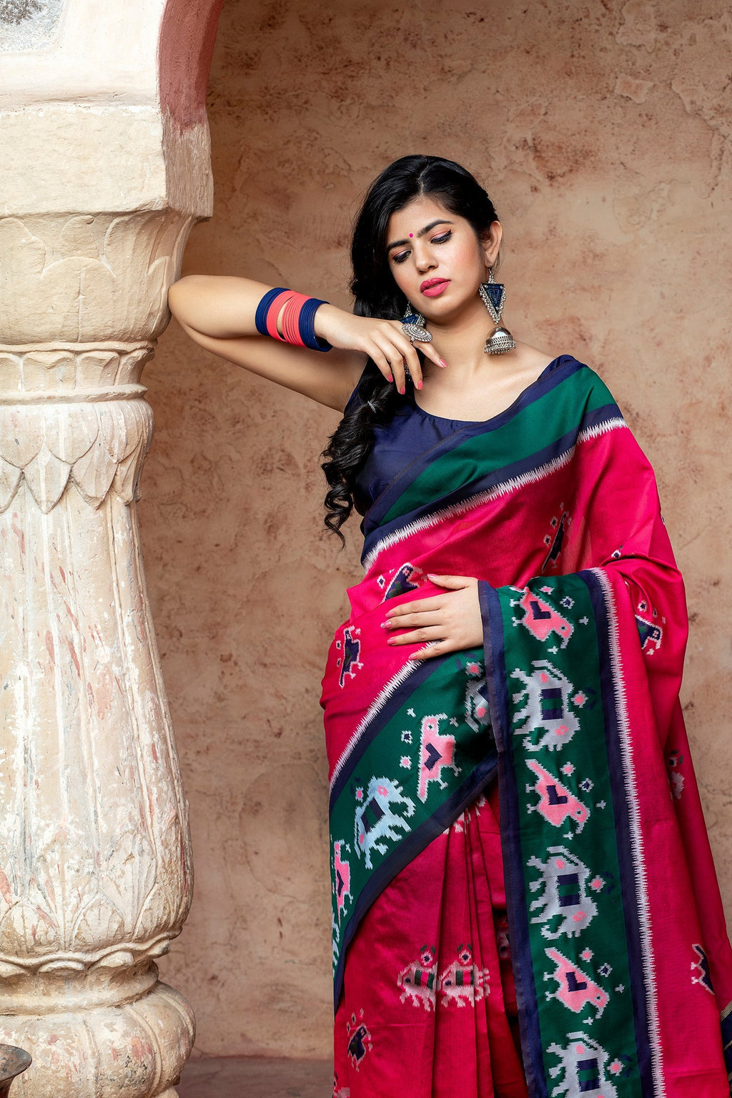 Pink Patola Silk Festival Wear Saree With Blouse