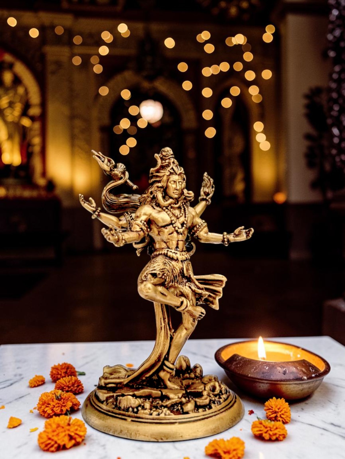 Nataraja Shiv Idol – Cosmic Dance of Creation & Destruction (Premium Golden Finish) - Fabzie - Home Decor Elegance