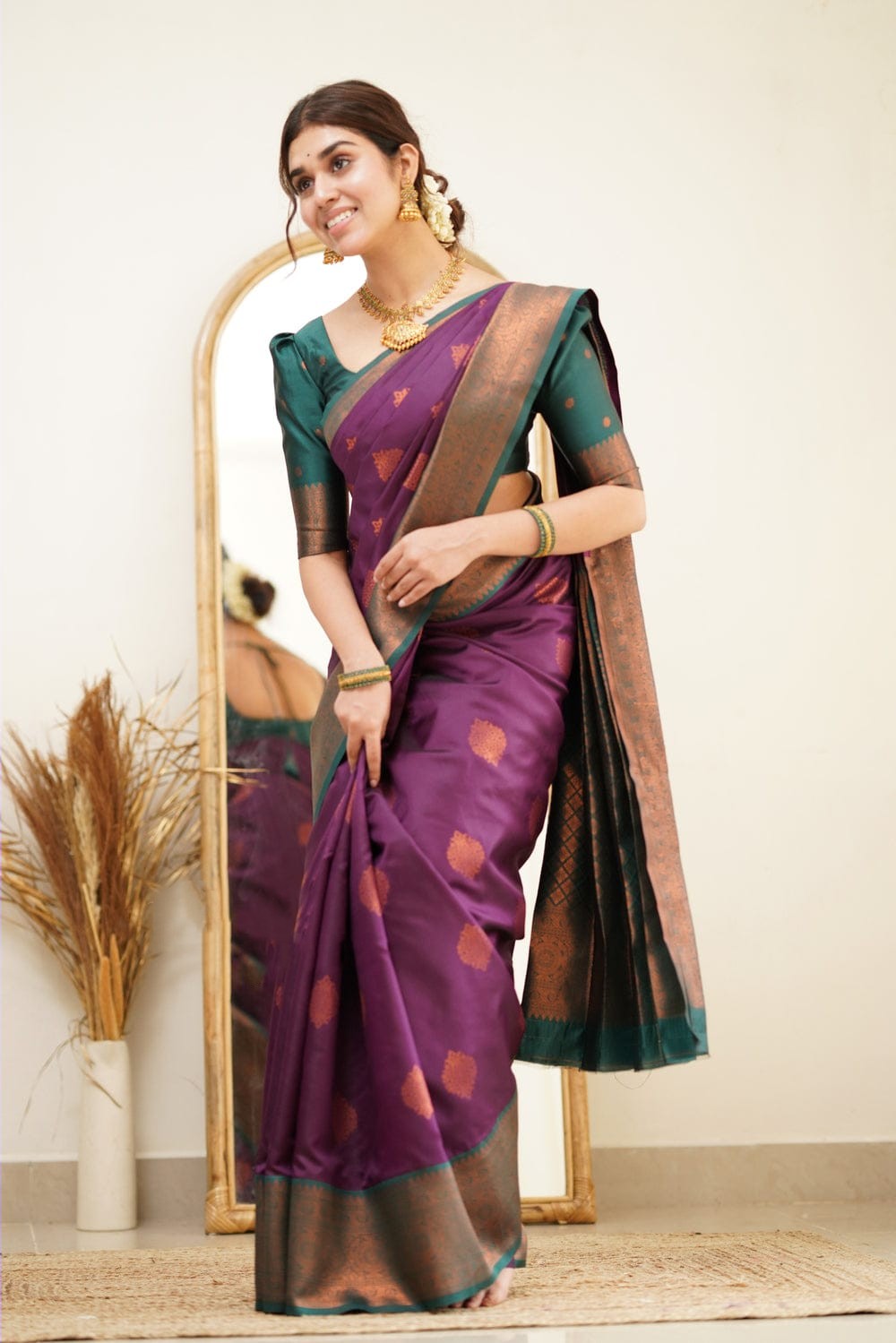 Amiable Purple Soft Silk Saree with Transcendent Blouse Piece