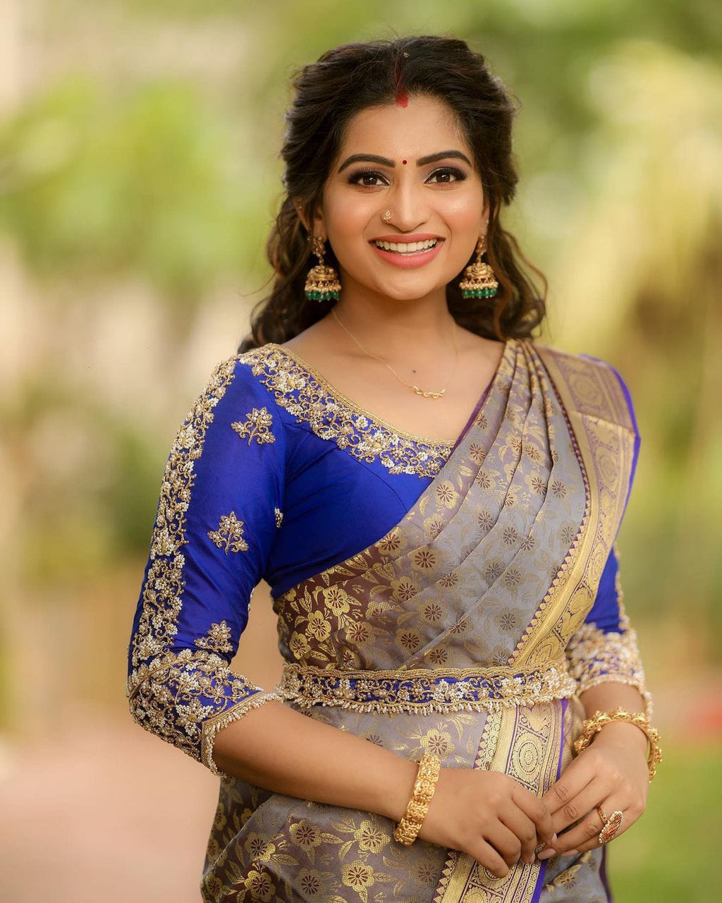 Palimpsest Grey Soft Banarasi Silk Saree With Two Snazzy Blouse Piece