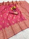 Gorgeous Dark Pink Soft Silk Saree With Eye-catching Blouse Piece