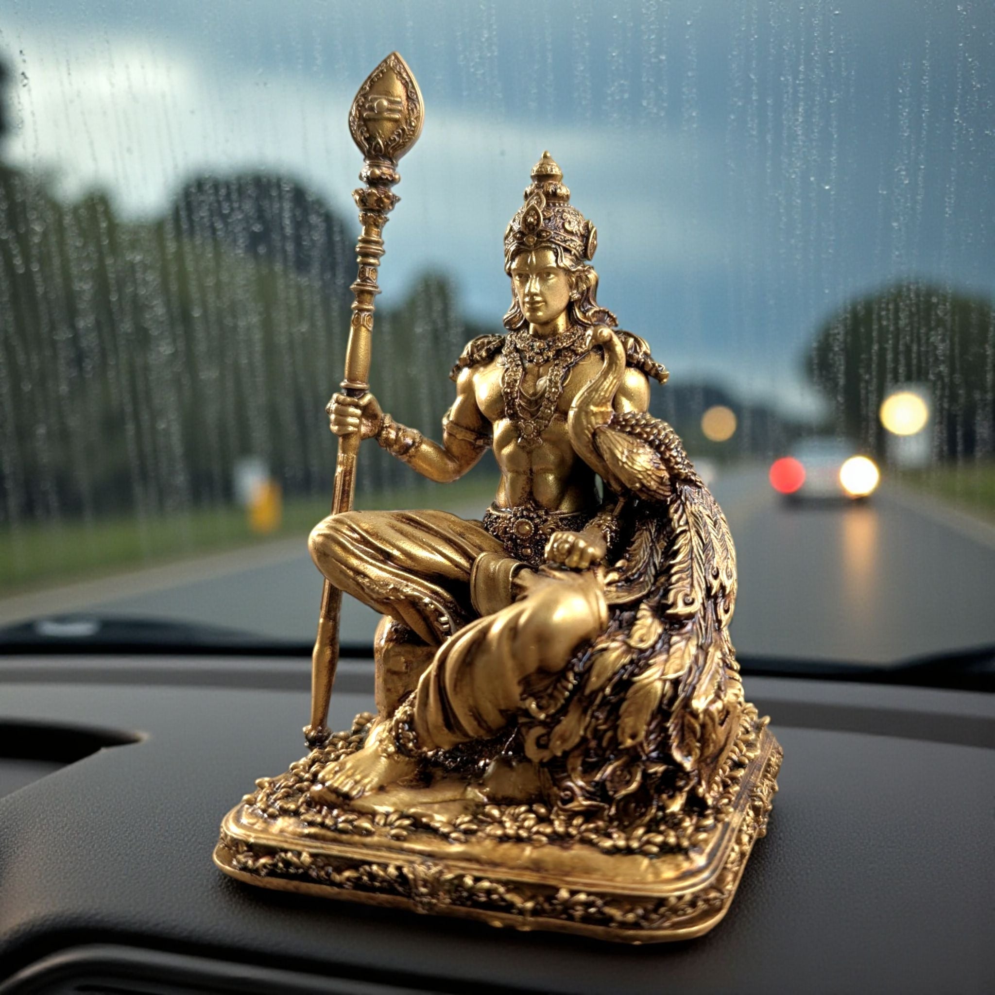 Kartikeya ji (Murugan/Subrahmanya)– The Divine Warrior of Victory & Courage (Sitting Posture) dashboard - Fabzie - Home Decor Elegance