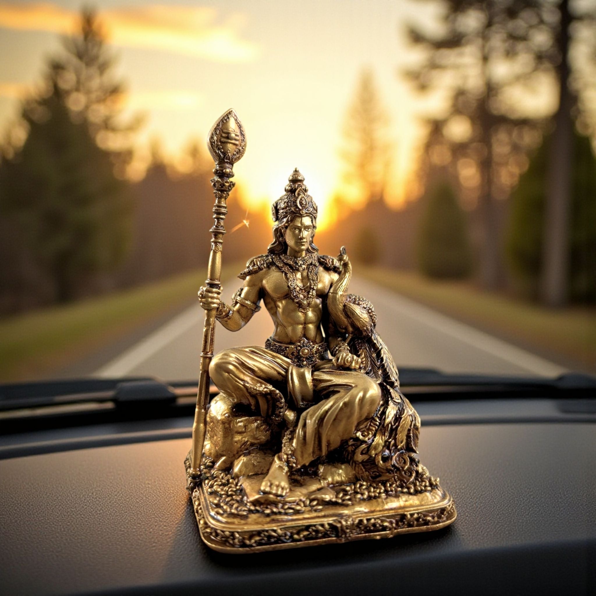 Kartikeya ji (Murugan/Subrahmanya)– The Divine Warrior of Victory & Courage (Sitting Posture) dashboard - Fabzie - Home Decor Elegance