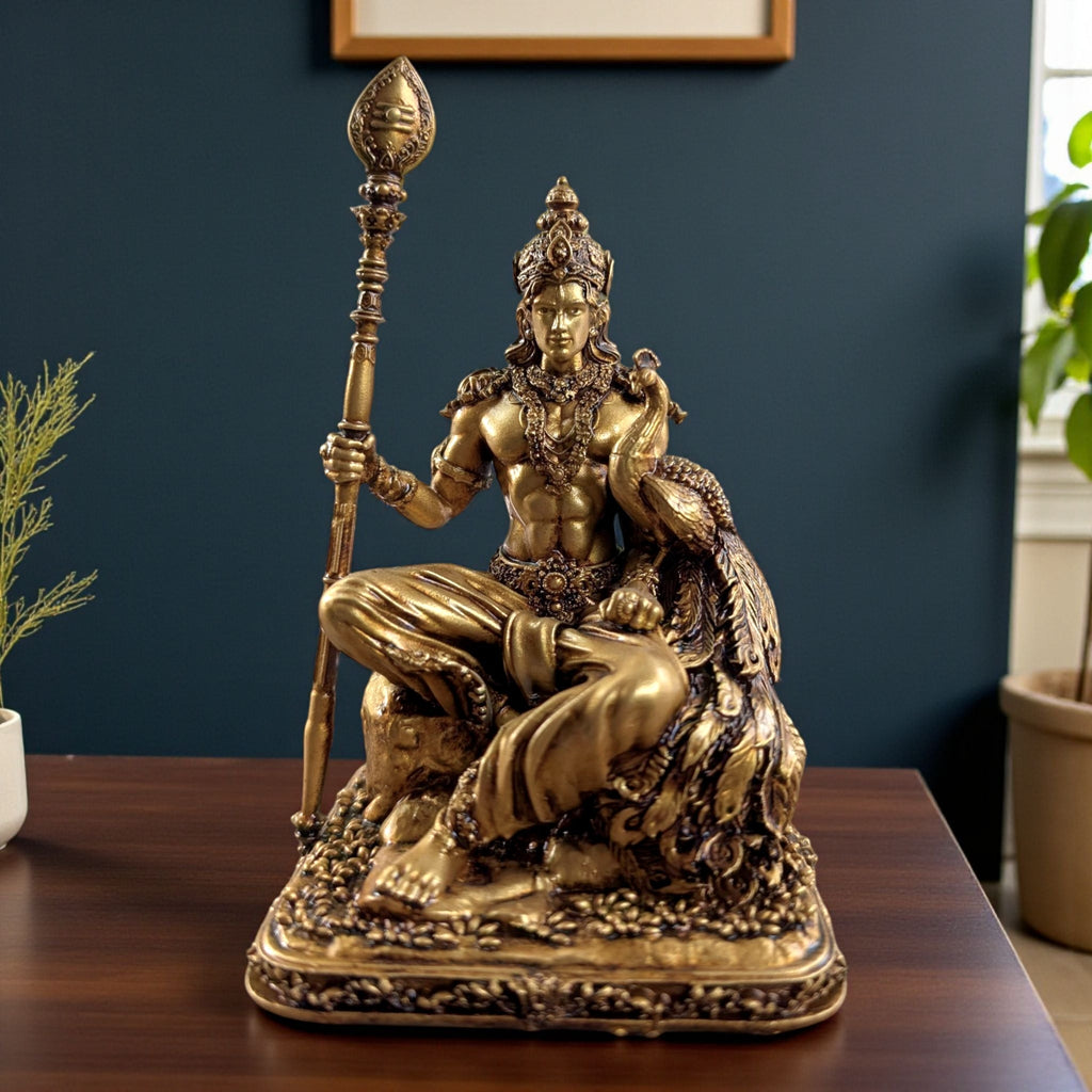 Kartikeya ji (Murugan/Subrahmanya) – The Divine Warrior of Victory & Courage (Sitting Posture) - Fabzie - Home Decor Elegance