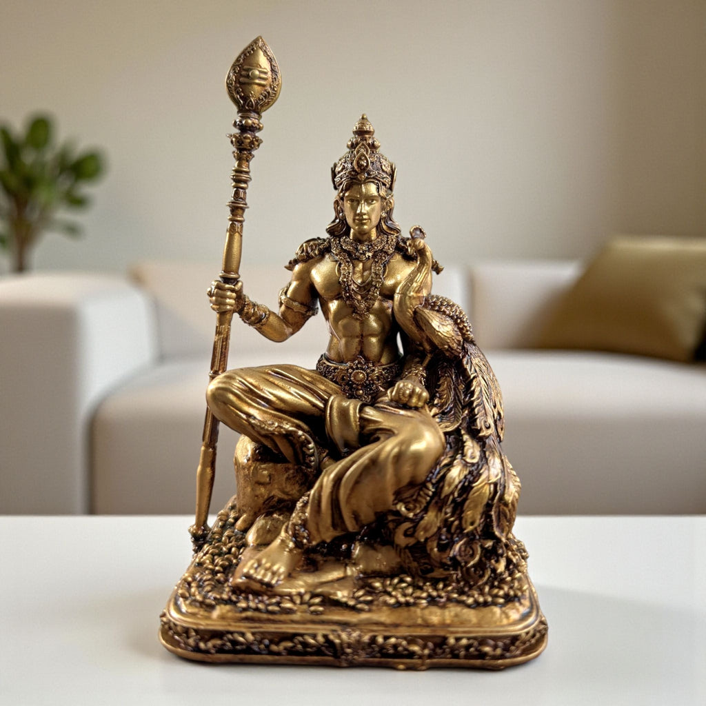 Kartikeya ji (Murugan/Subrahmanya) – The Divine Warrior of Victory & Courage (Sitting Posture) - Fabzie - Home Decor Elegance