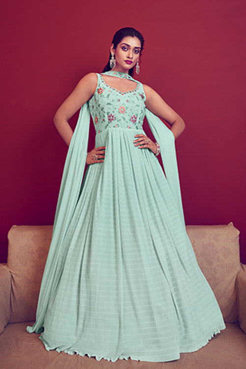 Sky Georgette Embroidered Ready to Ship Long Gown Collection