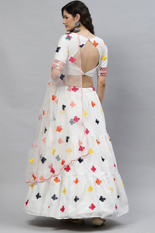 Exclusive Cotton Multi Embroidered Work Lehenga