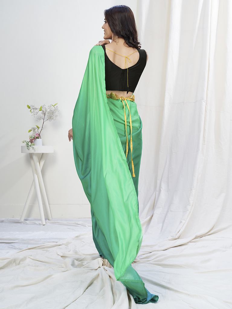 Teal Green Lycra Based Saree