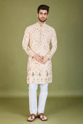 Designer Ivory Viscose Rayon Kurta for Men
