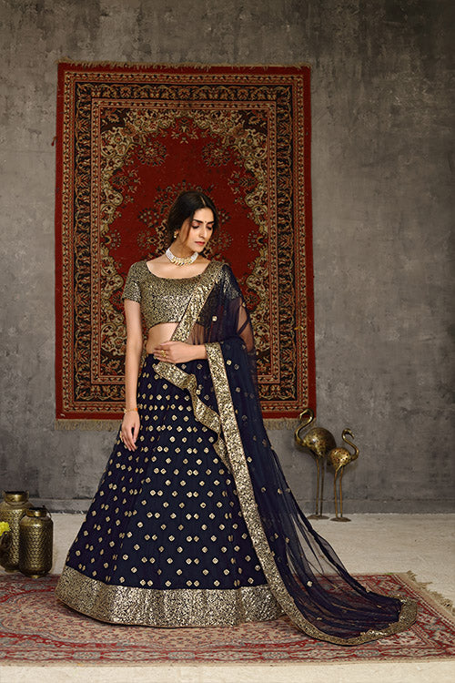 Traditional Indian Bridal Style Net Embroidered Lehenga Choli