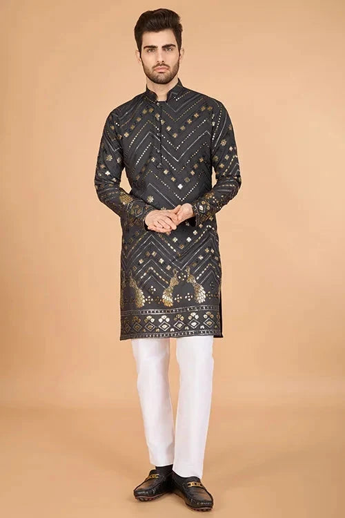 Cement Grey Designer Kurta – Viscose Rayon Fabric
