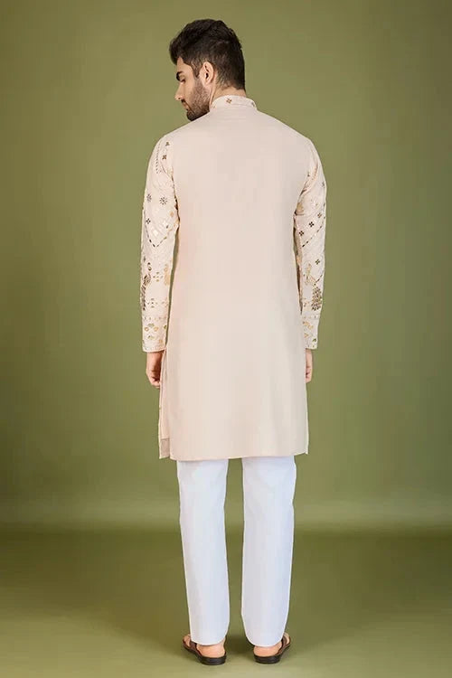 Designer Ivory Viscose Rayon Kurta for Men