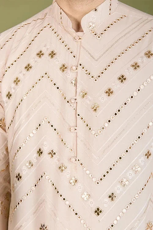 Designer Ivory Viscose Rayon Kurta for Men