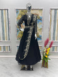 Adorable Embroidery Work Black Color Gown