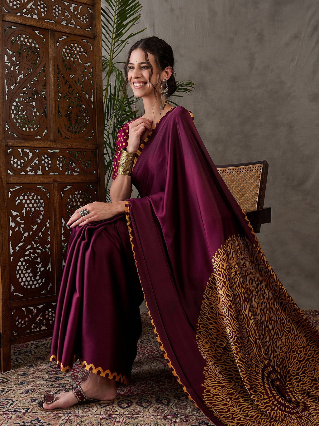 Anvaya Stylish Semi Modal Saree for Party & Festive Wear