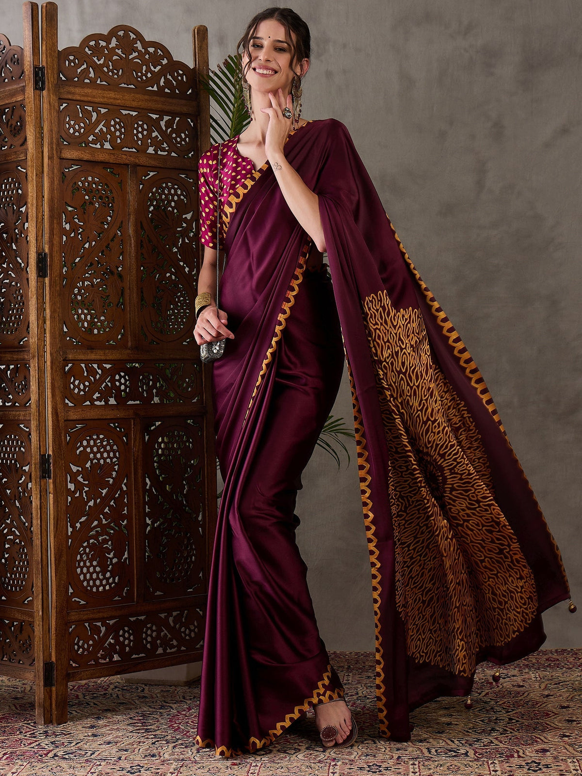 Anvaya Stylish Semi Modal Saree for Party & Festive Wear