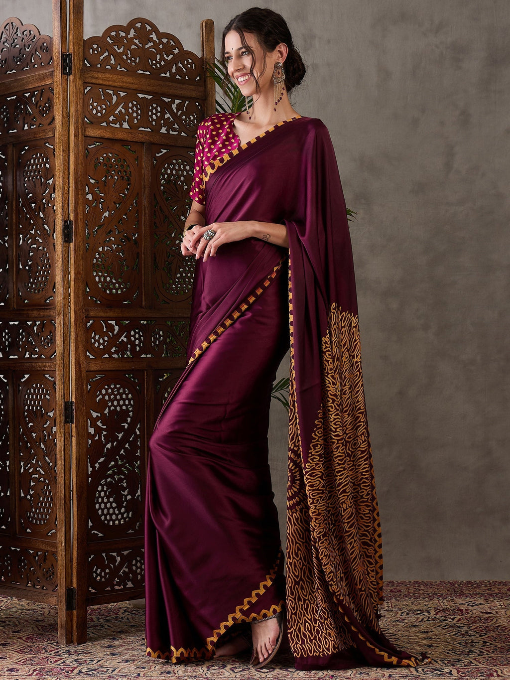Anvaya Stylish Semi Modal Saree for Party & Festive Wear