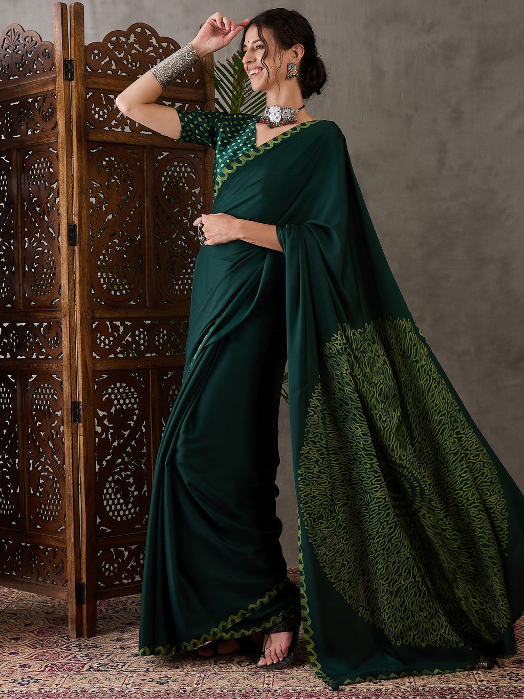 Anvaya Stylish Semi Modal Saree for Party & Festive Wear