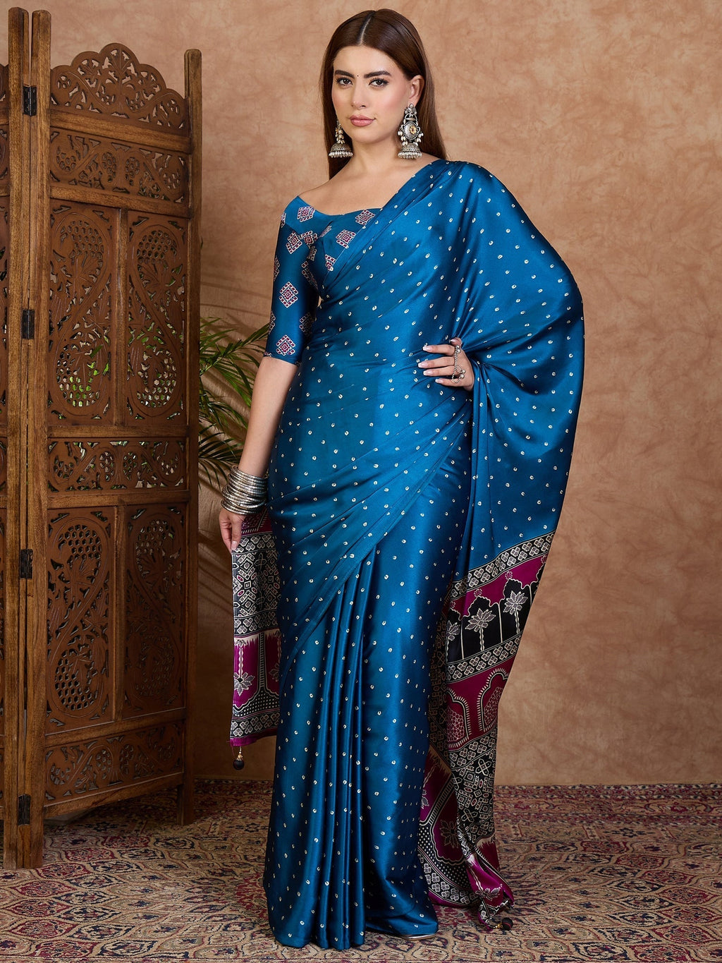 Aroshni Lightweight Semi Modal Saree for Festive Occasions