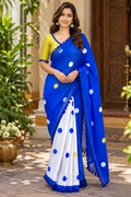 Azure Whisper Blue Mul Cotton Saree