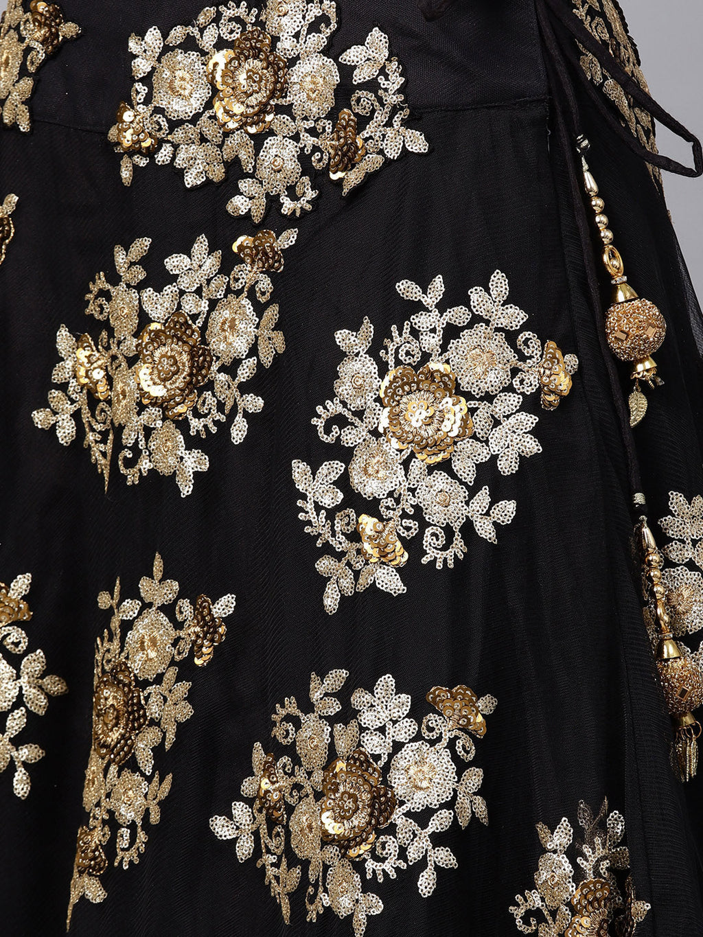 Charming Black Colored Part Wear Designer Sequins Embroidered Lehenga choli